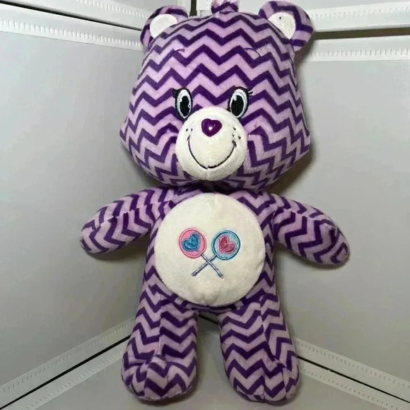 Care Bears Other - 2017 Care Bears Share Bear 12" Plush Zig Zag Pattern Purple Kelly Toy Stuffed